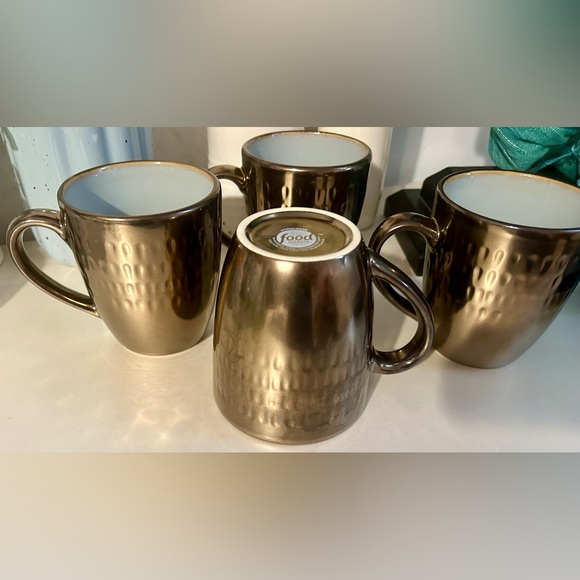 4 Food Network “Angelica” bronze, metallic mug with light blue inside. 4” - Picture 4 of 15